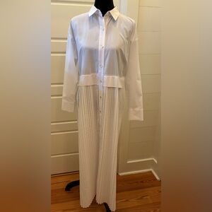 ZARA White Pleated Shirt Maxi Dress Size M NWT-Style (No Tags) classy